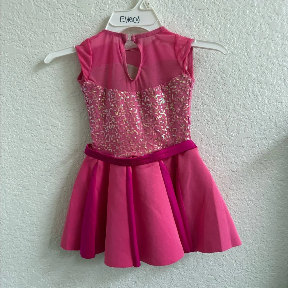Weissman Never Gonna Not Dance Again Pink Dance Dress Costume XS Child Sequin